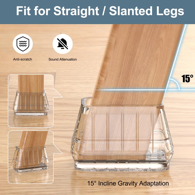 Violibar 24PCS Rectangular Chair Leg Floor Protectors for Hardwood Floors, Thicken Rubber Chair Leg Cap Covers, Non Slip Furniture Leg Pads to Protect Wood Tile Floors from Scratches and Reduce Noise - Image 4